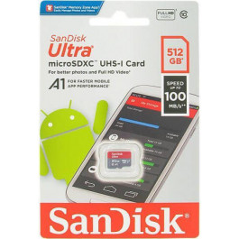   SanDisk 512 GB microSDXC UHS-I Ultra A1 + SD adapter (SDSQUAC-512G-GN6MN)