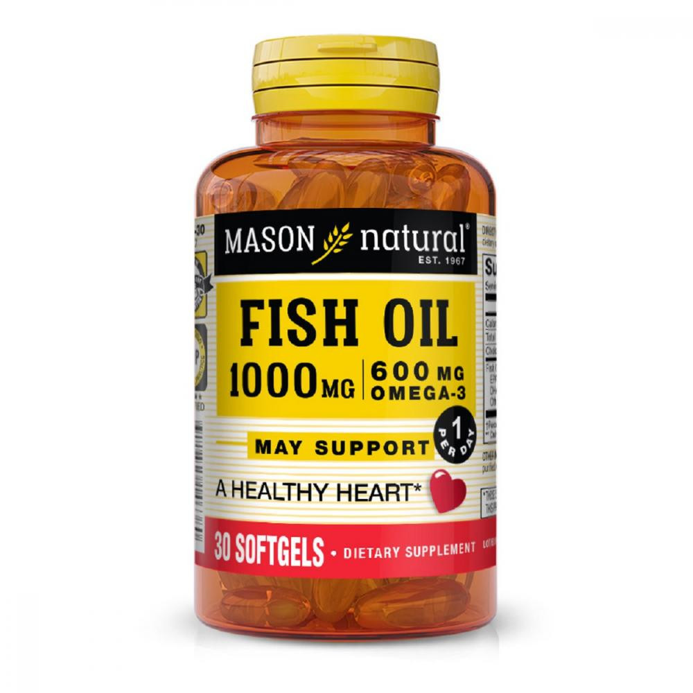 Mason Natural Риб'ячий жир та Омега-3 1000/600мг, Fish Oil & Omega 3, , 30 гелевих капсул - зображення 1