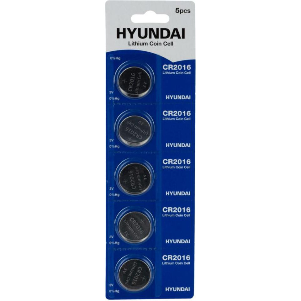 Hyundai Lithium Coin Cell CR2016 5шт/уп (HT7009016) - зображення 1