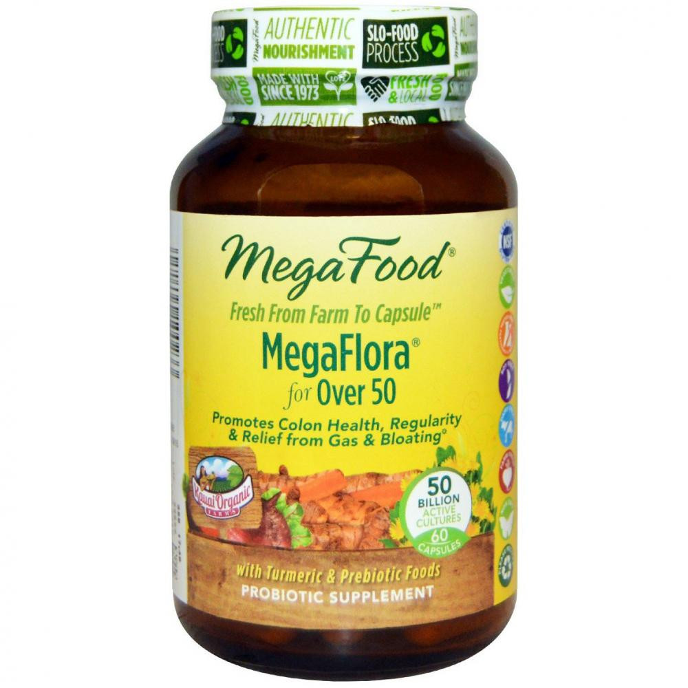 MegaFood Пробіотики MegaFlora Probiotic with Turmeric, , 60 капсул - зображення 1