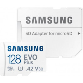   Samsung 128 GB microSDXC Class 10 UHS-I U3 V30 A2 EVO Plus + SD Adapter MB-MC128KA