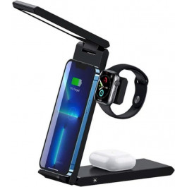   USAMS US-CD181 15W 3-in-1 Folding Wireless Charging Stand with Table Lamp Black (CD181WXC01)