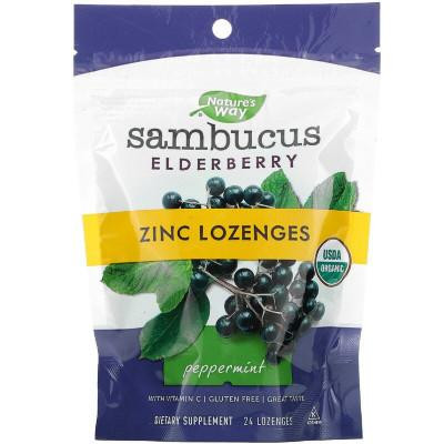 Nature's Way Sambucus Organic Zinc Lozenges 24 Lozenges Peppermint - зображення 1