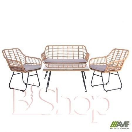 Art Metal Furniture Комплект Latino черный, ротанг латте (546902) - зображення 1