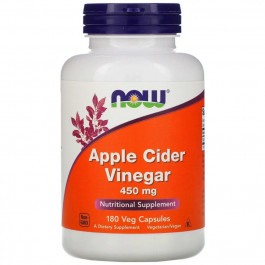   Now Яблочный уксус сидровый, Apple Cider Vinegar, Foods, 450 мг, 180кап.