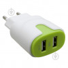 Patron 2 x USB 2.0 2.1A/1A White/Green (PN-2USB-220V-G) - зображення 1