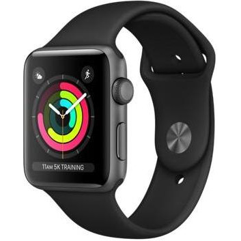 Apple Watch Series 3 GPS 42mm Space Gray Aluminum w. Black Sport B. - Space Gray (MQL12) - зображення 1