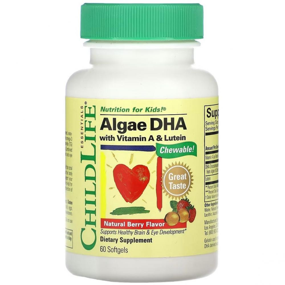 ChildLife Algae DHA with Vitamin A & Lutein зі смаком ягід 60 шт. (CDL16550) - зображення 1