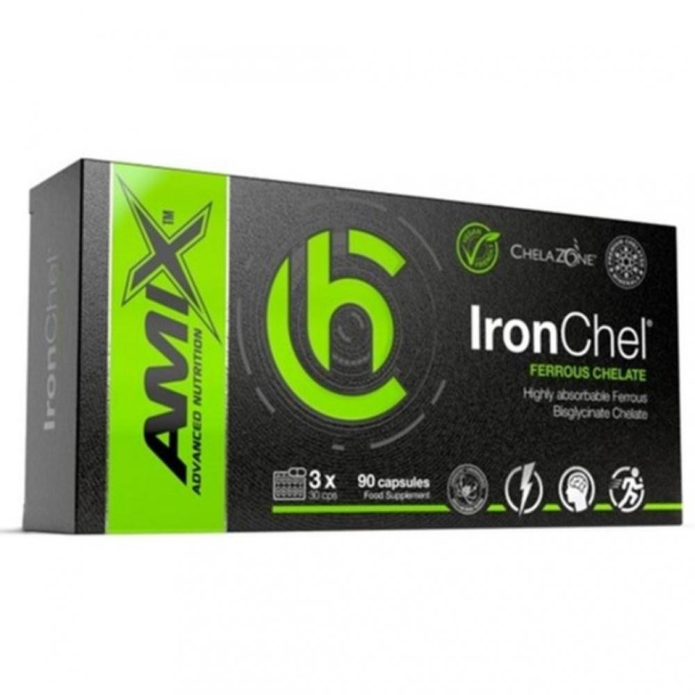 Amix ChelaZone IronChel Iron/Ferrous/Bisglycinate Chelate 90 веган капсул - зображення 1