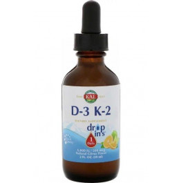   KAL Витамин D3+K2, Vitamin D-3 K-2 Drop, KAL, цитрусовый вкус, 59 мл.