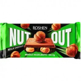   Roshen Шоколад молочний  Nut Out Whole Hazelnuts, 90 г (4823077643392)