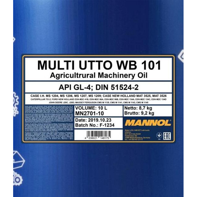 Mannol UTTO WB 101 10л - зображення 1