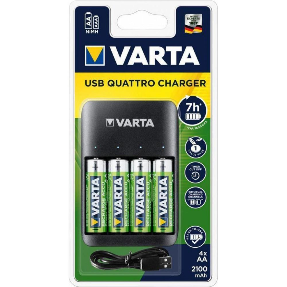 Varta Value USB Quattro Charger+4xAA 2100 mAh (57652101451) - зображення 1