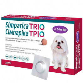   Zoetis Жевательные таблетки Simparica TRIO 2.5 - 5 кг 3 шт (5414736055640)