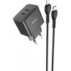 Hoco N29 Triumph PD35W + USB-C to Lightning Black - зображення 1