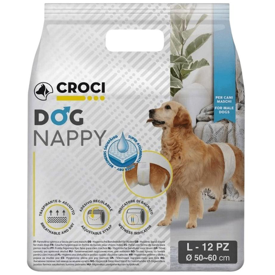 Croci Суперпоглинаючий підгузок-пов'язка для кобелів  Dog Nappy з еластичною стрічкою L обхват 50-60 см 12 - зображення 1