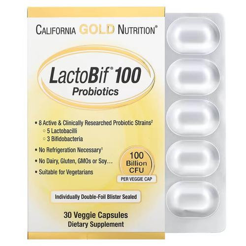 California Gold Nutrition LactoBif Probiotics 100 Billion CFU 30 Капсул - зображення 1