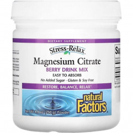   Natural Factors Stress-Relax Magnesium Citrate Ягідний у порошку 250 гр