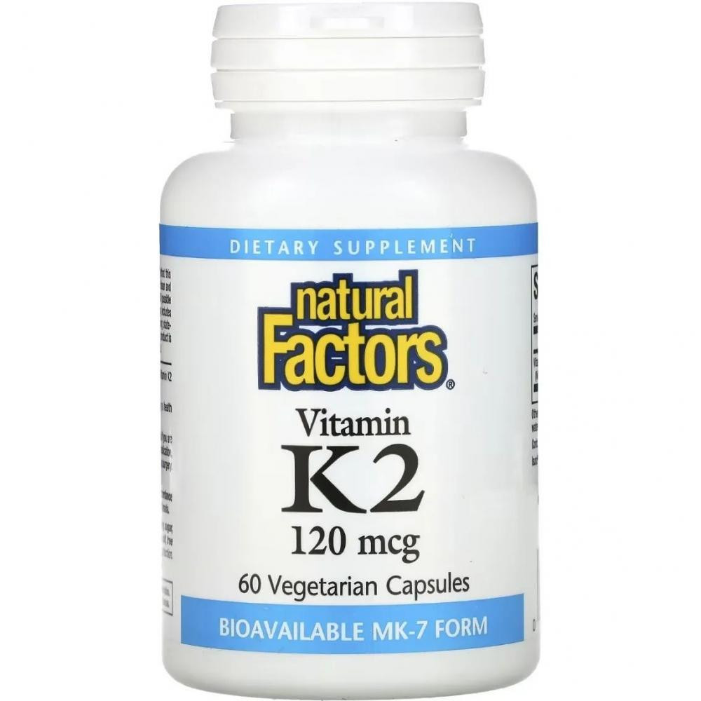 Natural Factors Vitamin K2, 120 мкг 60 вегетаріанських капсул - зображення 1