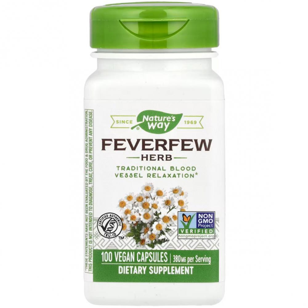 Nature's Way Feverfew Herb 380 мг 100 вегетаріанських капсул - зображення 1