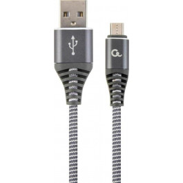   Cablexpert Premium Cotton Braided Micro-USB Space Gray/White 2m (CC-USB2B-AMMBM-2M-WB2)