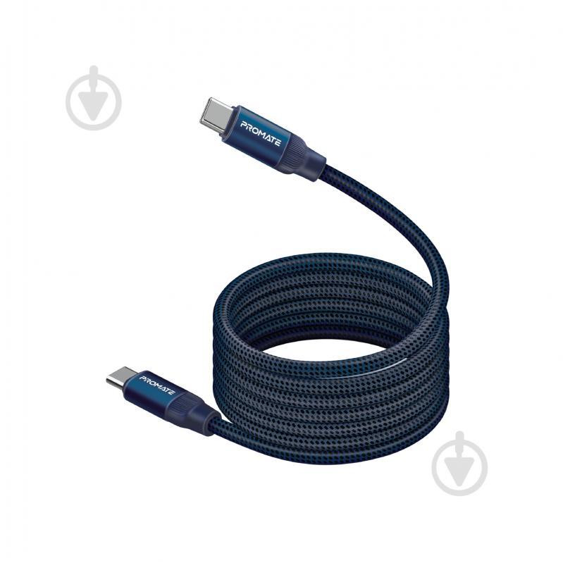 Promate Springy USB Type-C to USB Type-C 60W 1.2m Blue (springy.blue) - зображення 1