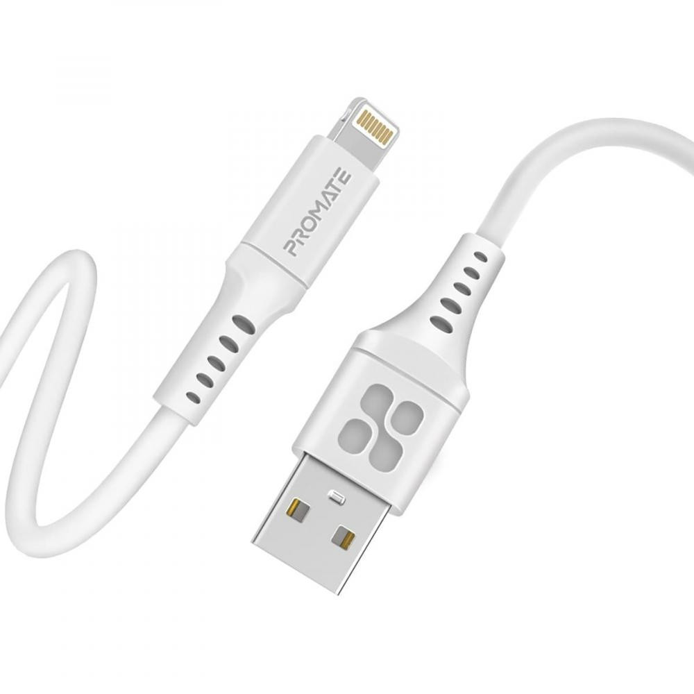 Promate USB to Lightning 2m White (powerlink-ai200.white) - зображення 1