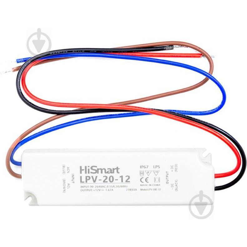 HiSmart 12V 1.67А 20W IP67 (LPV-20-12) - зображення 1