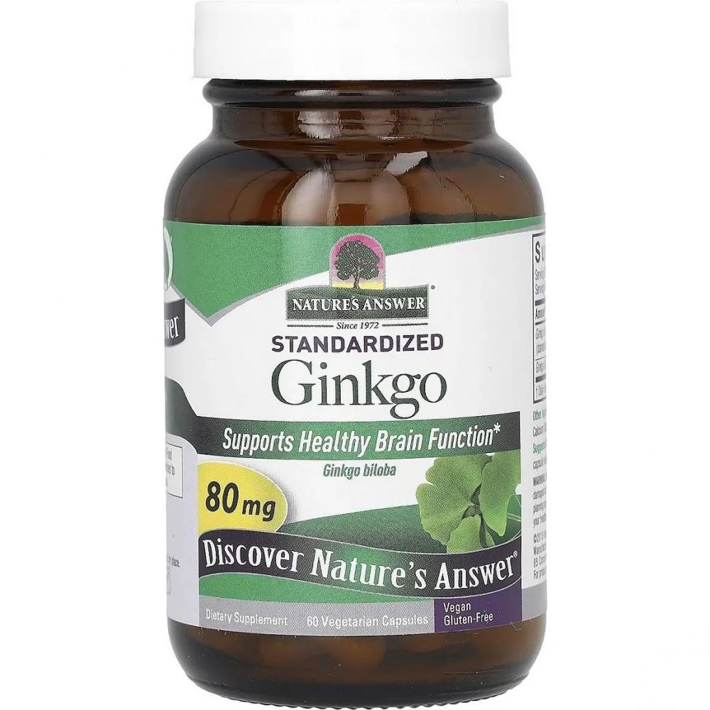 Natures Answer Standardized Ginkgo 80 мг 60 вегетаріанських капсул - зображення 1