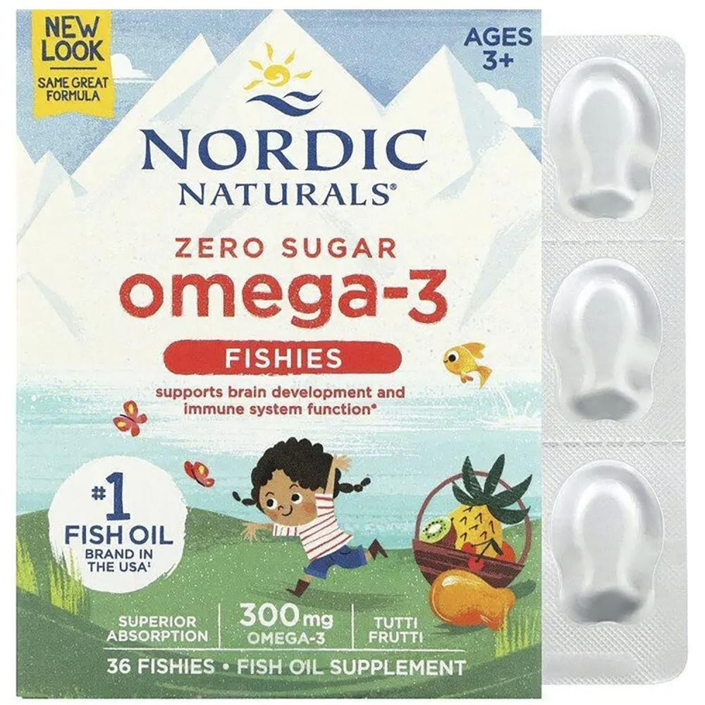 Nordic Naturals Nordic Omega-3 Fishies для дітей фрукти 300 мг 36 желе - зображення 1