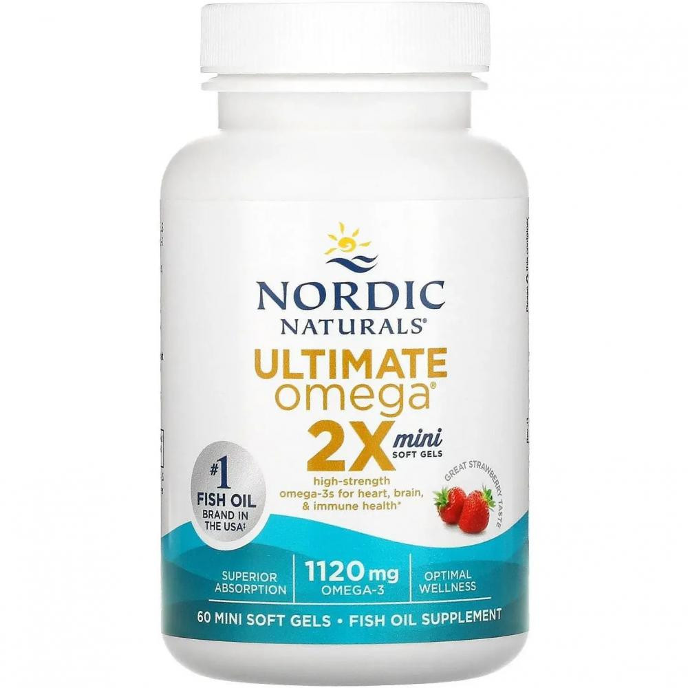 Nordic Naturals Ultimate Omega 2X зі смаком полуниці 1120 мг 60 міні капсул - зображення 1