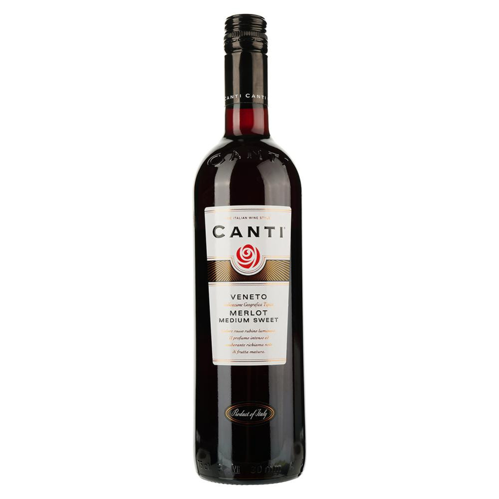 Canti Вино Мерло Венето медиум мир полусладкое красное , Merlot Veneto Medium Sweet 0,75 л 11.5% (80054150 - зображення 1