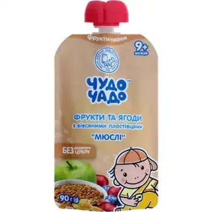 Чудо-Чадо Пюре фрукти-ягоди з вівсяними пластівцями «Мюслі», 90 г - зображення 1