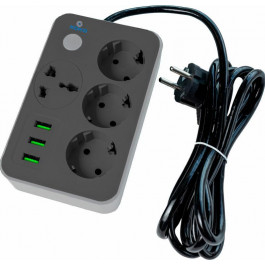   XoKo XK-SP-3-3-1 Gray, 4 розетки, 3xUSB, 1.8м