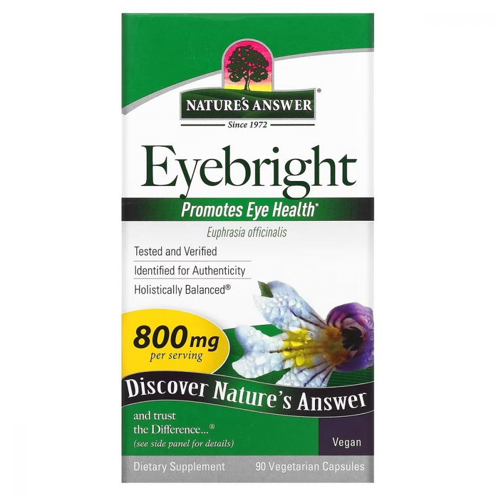 Natures Answer Очанка для очей, 800 мг, Eyebright, , 90 вегетаріанських капсул - зображення 1