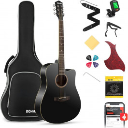   Donner Music Acoustic Guitar Cutaway Black EC1129