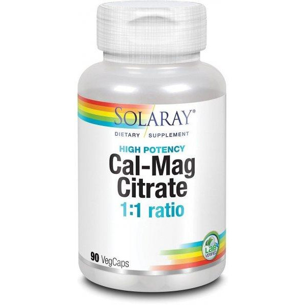 Solaray Кальций И Магний, Cal-Mag Citrate, High Potency, Solaray, 90 Капсул - зображення 1