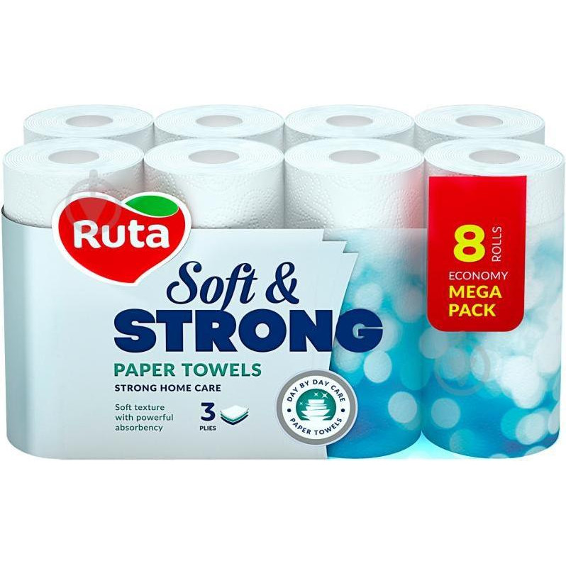 Ruta Бумажные полотенца Soft & Strong 87 отрывов 3 слоя 8 рулонов Белые (4820202891079) - зображення 1