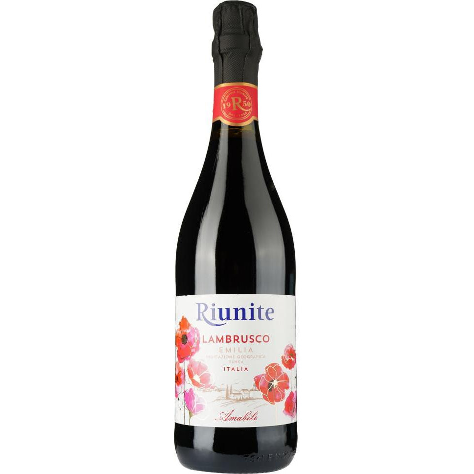 Riunite Вино ігристе  Lambrusco Emilia IGT Rosso, 0,75 л (8002550500254) - зображення 1