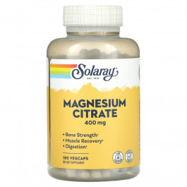   Solaray БАД Магній цитрат, Magnesium Citrate, , 400 мг, 180 вегетаріанських капсул