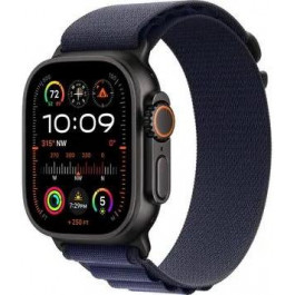   Apple Watch Ultra 2 GPS + Cellular 49mm Black Titan. Case w. Navy Alpine Loop - Medium (MYTF3+MYPX3)