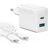 Anker PowerPort 312 20W PD3.0, PIQ3.0, QC3.0 White + Type-C to Type-C (B2348G21) - зображення 1