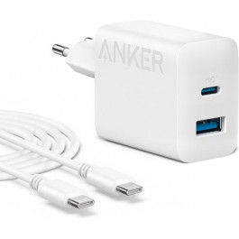   Anker PowerPort 312 20W PD3.0, PIQ3.0, QC3.0 White + Type-C to Type-C (B2348G21)