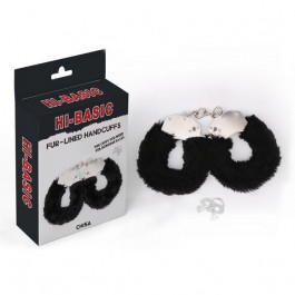 Chisa Novelties Наручники метал с мехом черные Fur-lined Handcuffs Hi-Basic Chisa (CH67442)