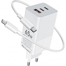   Gelius Nimble GaN 65W GP-HC051 White w/Type-C to Type-C cable (90473)