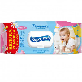   SuperFresh Серветки вологі Baby chamomile з клапаном 120 шт