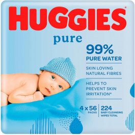   Huggies Салфетки влажные Pure Quad 56х4 шт