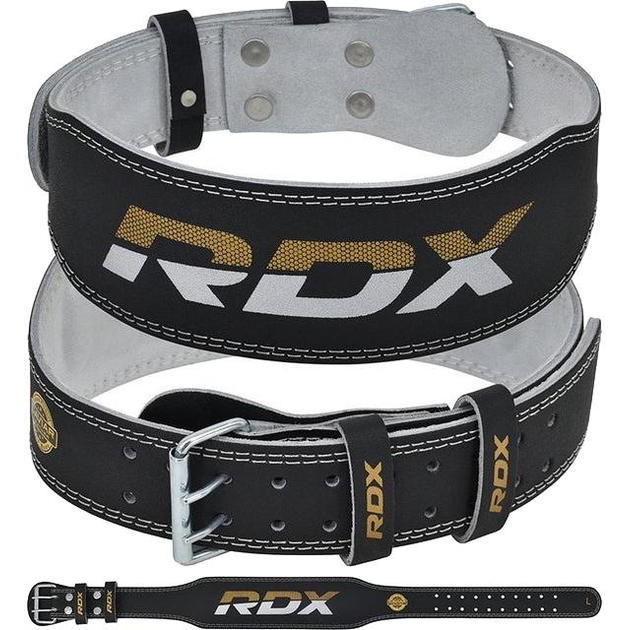 RDX 4" Leather Weightlifting Gym Belt, Black Gold 2XL (WBS-4RB-2XL) - зображення 1