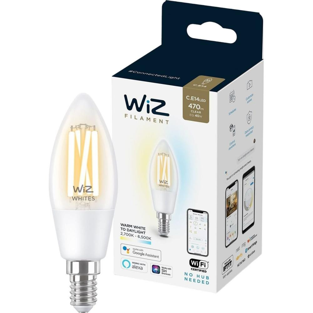 WiZ LED Smart E14 4.9W 470Lm C35 2700-6500 Filament Wi-Fi (929003017601) - зображення 1