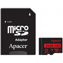   Apacer 64 GB microSDXC Class 10 UHS-I R85 + SD adapter AP64GMCSX10U5-R